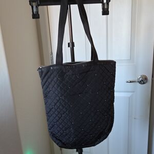 Elegant Black Quilted Tote Bag